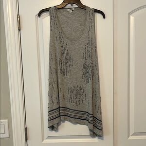 James Perse Gray Sleeveless Jeweled Top